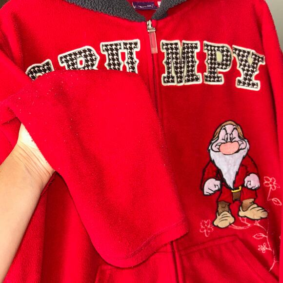 Wonderful World Disney Sweater Women 2X Grumpy Hoodie Red Full Zip Embroidered - Picture 3 of 9